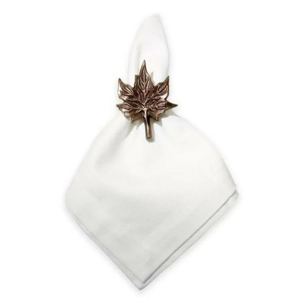 Thanksgiving Napkin Rings Fall Foliage Leaf in Copper Leaves Autumn Set of 4